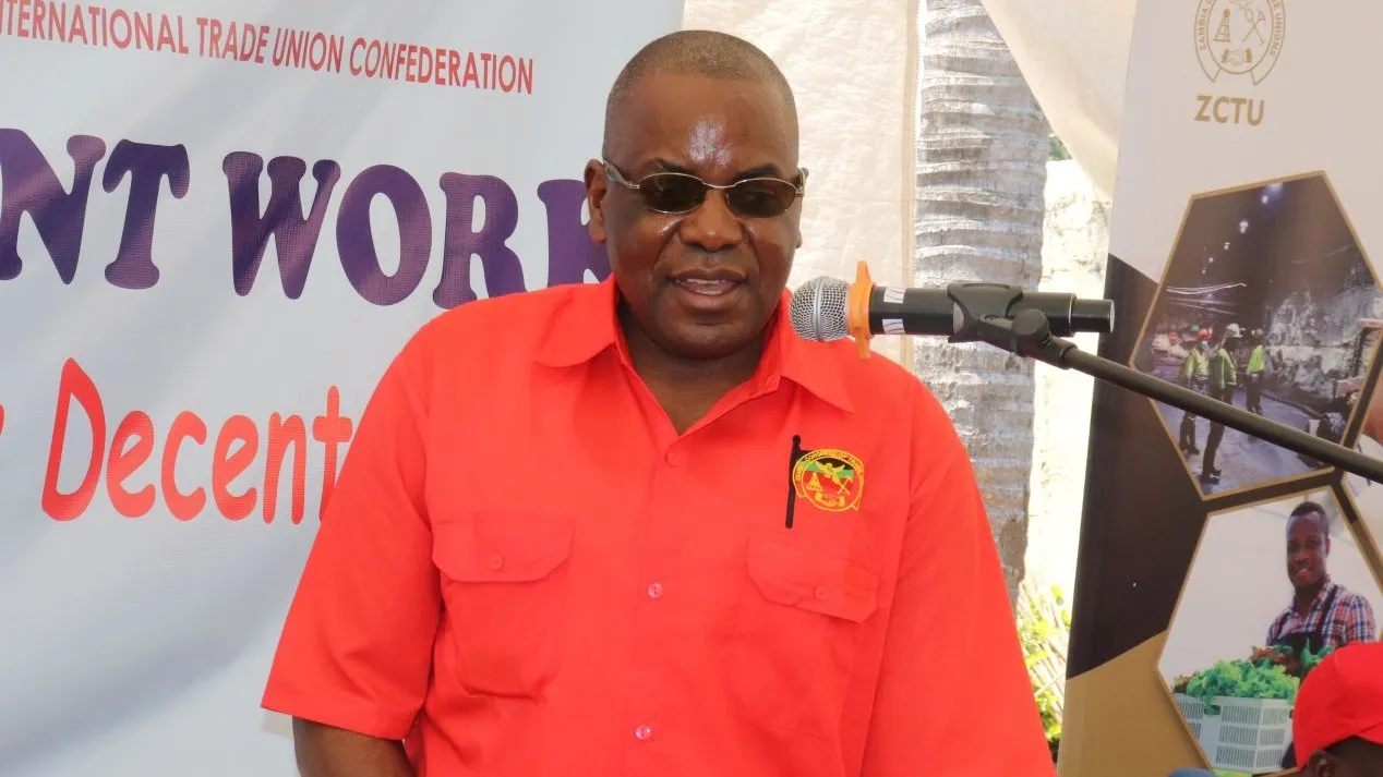 ZCTU President Mr. Blake Mulala speaks at the event.
