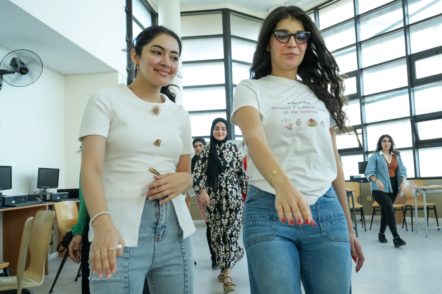 two young women in Lebanon attending ILO training