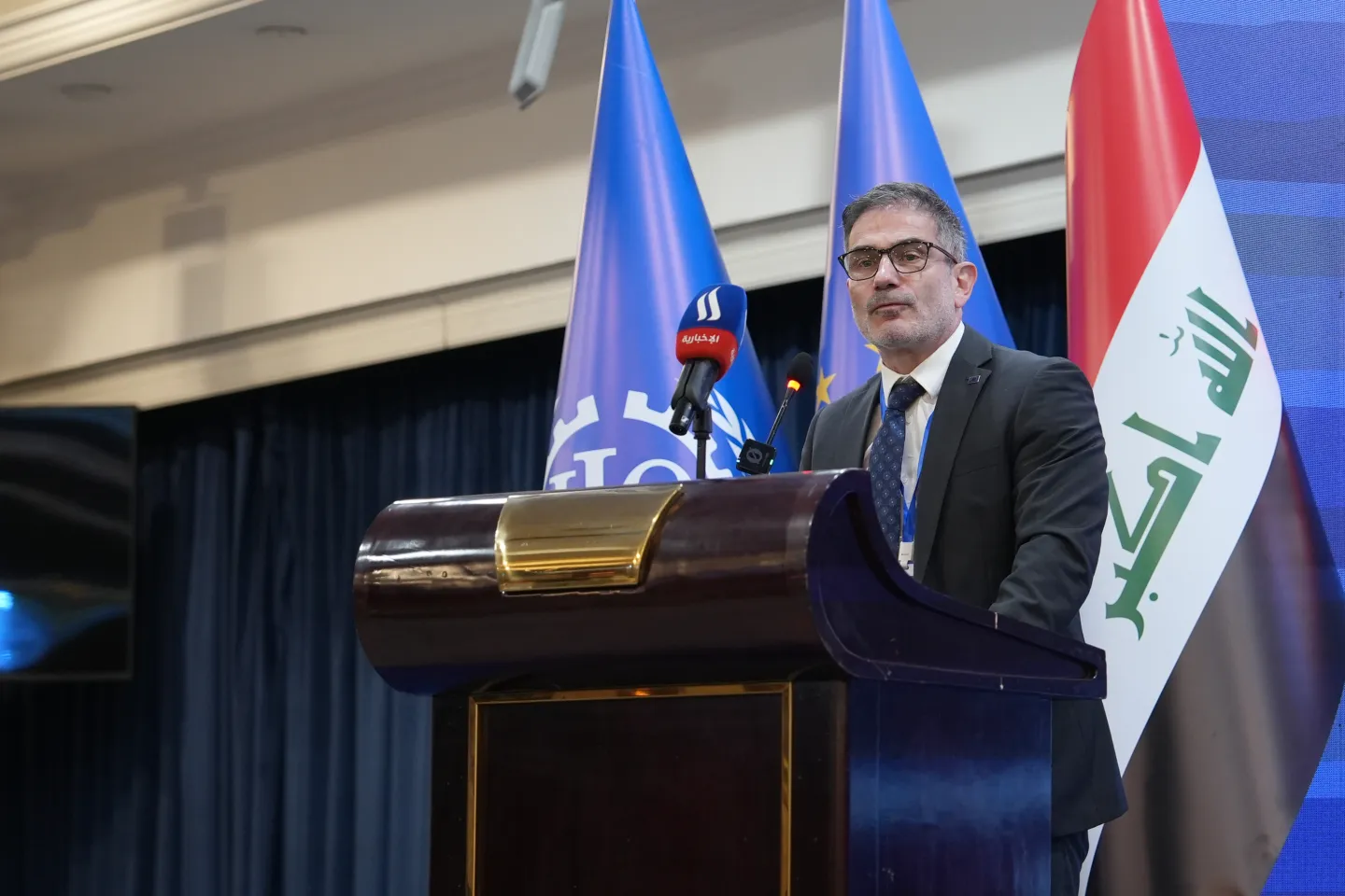 Klemens Semtner, EU Ambassador to Iraq, delivering his speech at the first National Conference on Child Labour in Iraq held by ILO