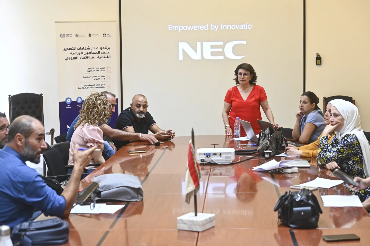 Silvana Gerges speaking to participants during a Training of Trainers session at the Ministry of Agriculture. Beirut, Lebanon, July 2025
