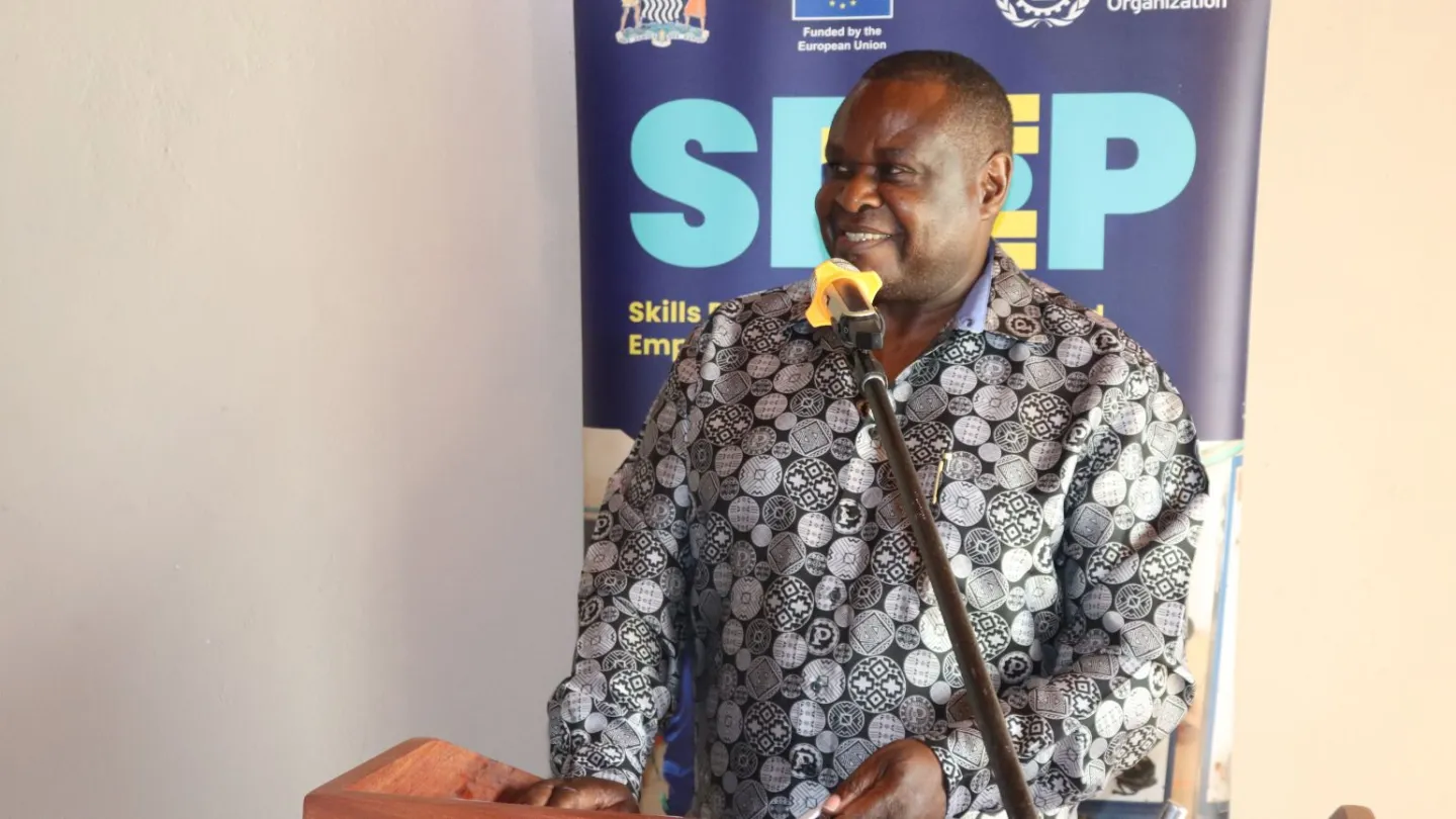 ILO Country Office Director, Mr. Wellington Chibebe speaks at the meeting. 