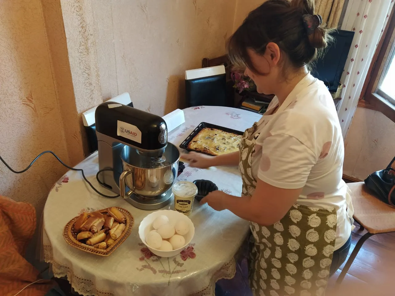 Azerbaijani woman preparing cookies