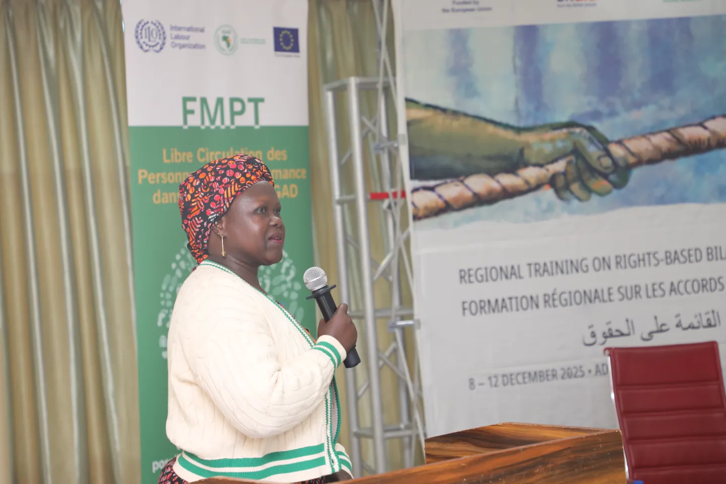 Official speaking infront of an audience