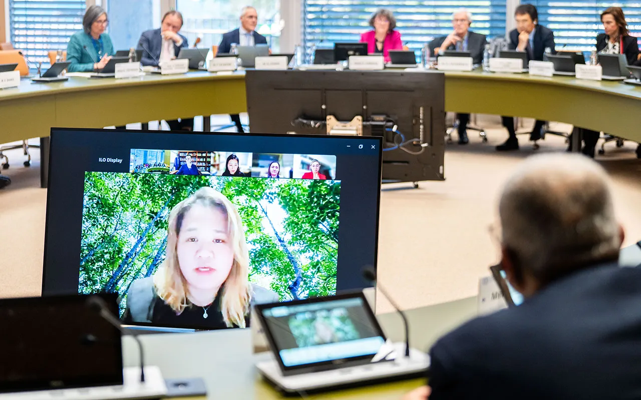 Ms Pichamon Yeophantong, Chair of the UN Working Group on Business and Human Rights during the exchange.