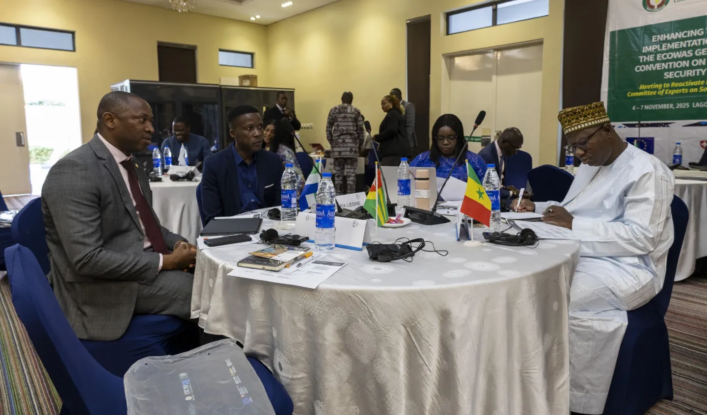 Delegates are seated around a roundtable during a working session at the ECOWAS-ILO meeting in Lagos