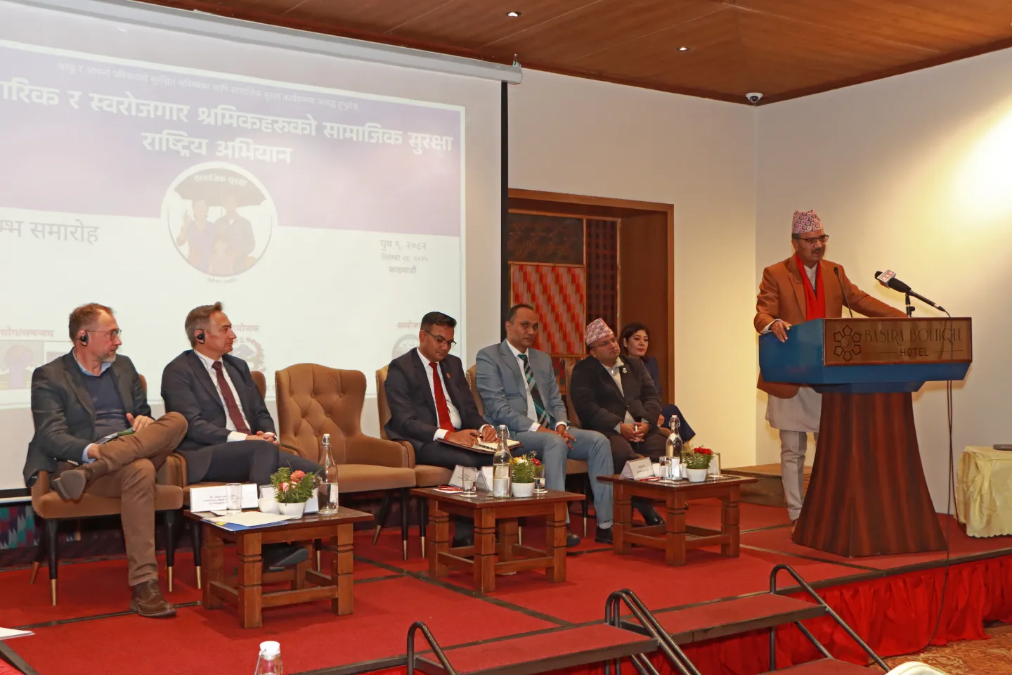 Chief guest at the event, Honourable Mr Rajendra Singh Bhandari, Minister, Ministry of Labour, Employment and Social Security (MoLESS).