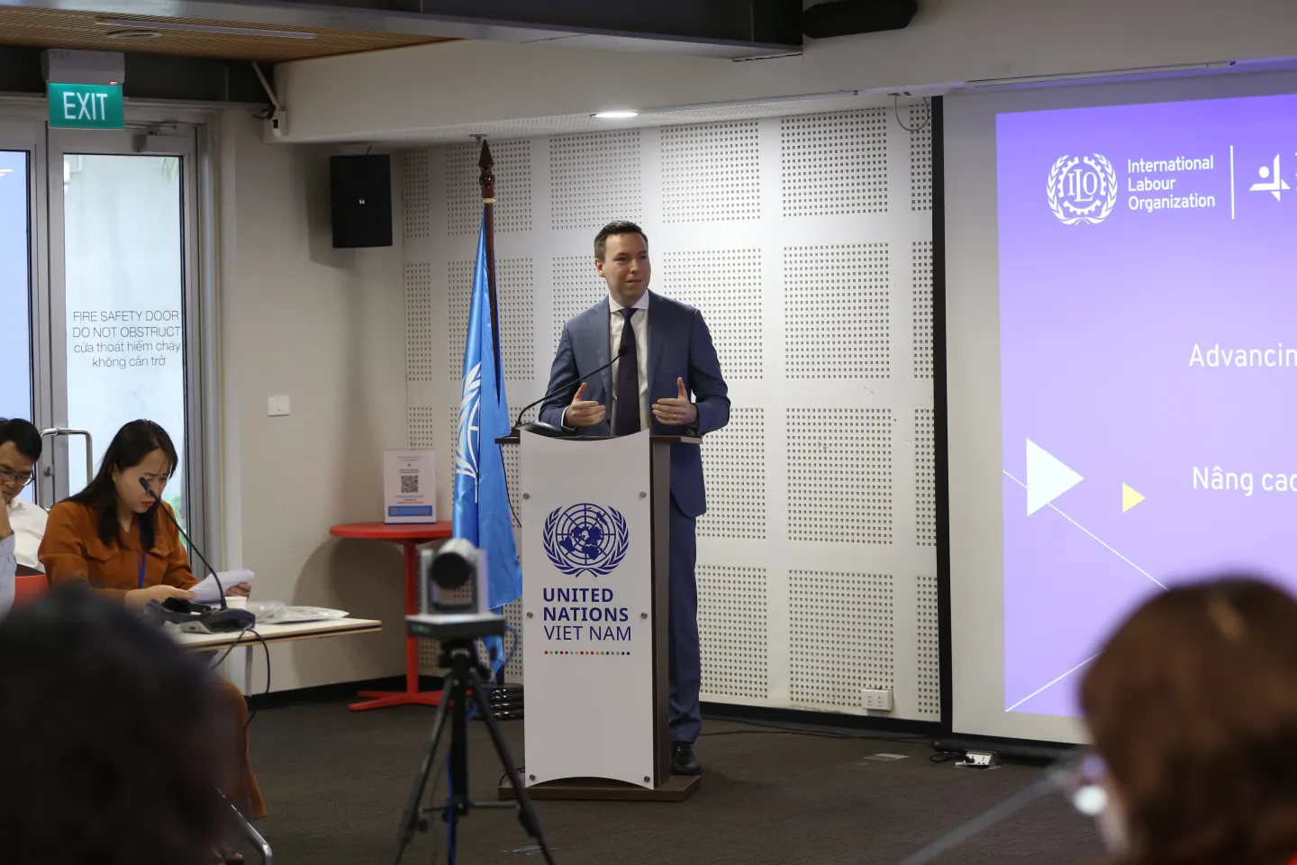 Officer in charge of the ILO Country Office for Viet Nam, Felix Weidenkaff delivers the opening remarks