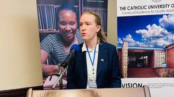 Ireland's Ambassador to Malawi, Ms. Kate Brady speaks  at the conference in Blantyre, Malawi.