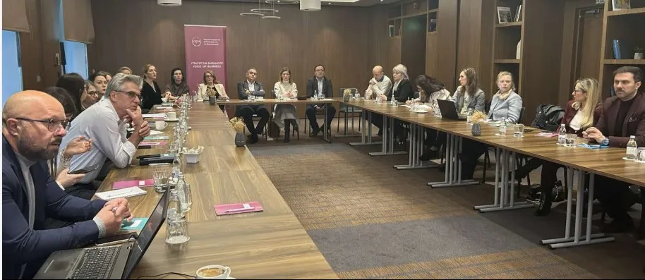 Participants in a just transition discussion in Macedonia in December 2025
