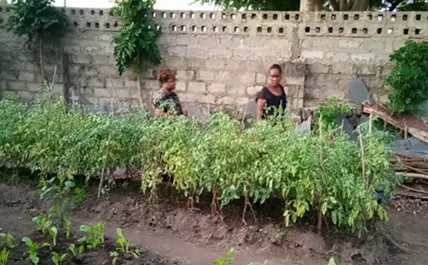 female agro-entrepreneur in Kenya at her farm with a client