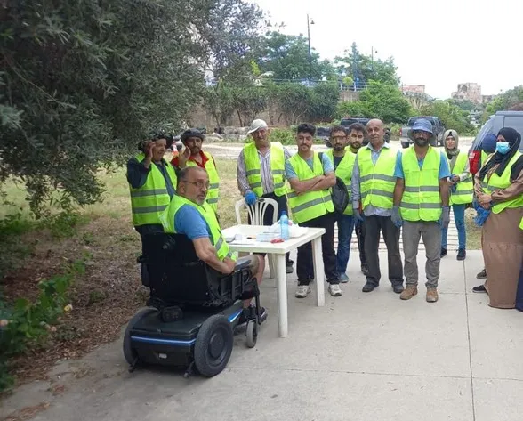 Raymond with the EIIP team, contributing to daily field coordination and embodying inclusive participation on site. Jbeil, Lebanon 2025
