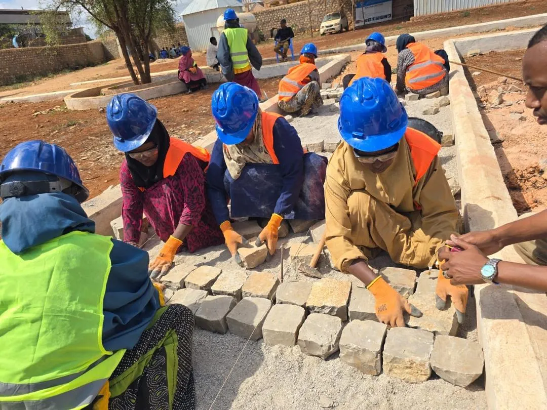 Women working in one of the construction sites in Baidoa