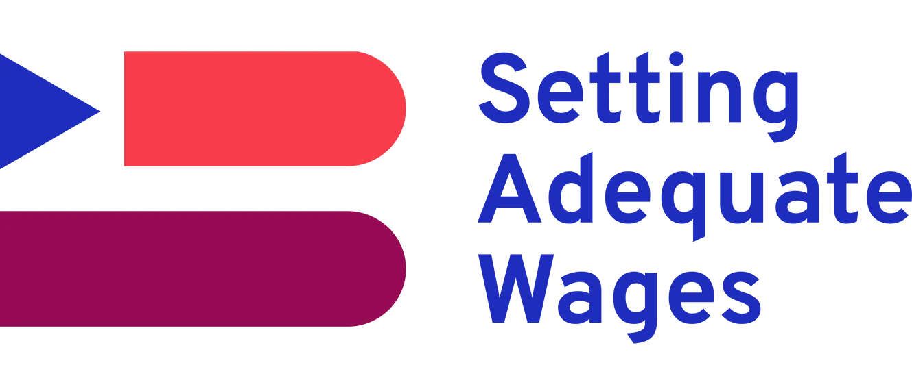 Setting Adequate Wages project logo, with red and burgundy colours