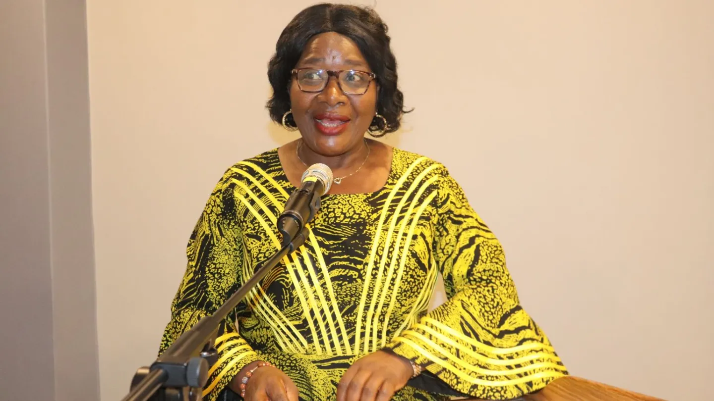 Minister of Labour and Social Security, Honourable Brenda Tambatamba speaks at the launch in Lusaka.