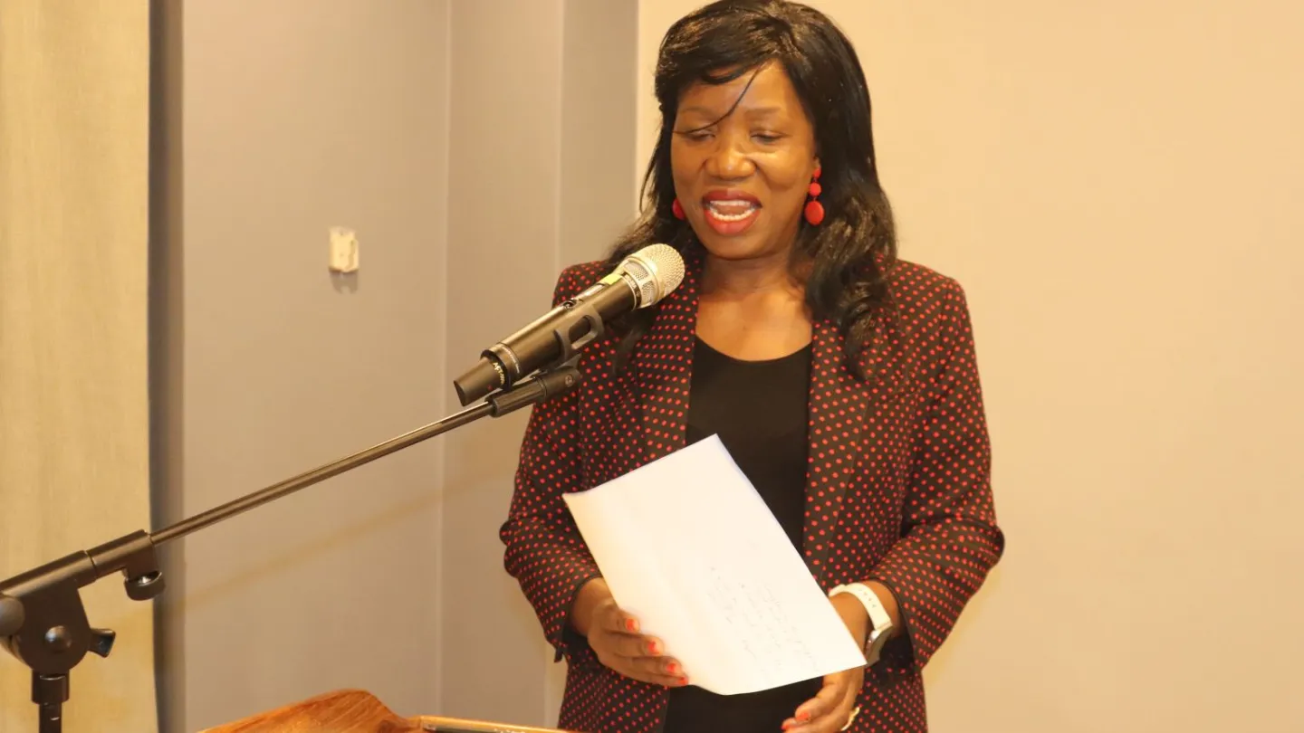 Zambia Federation of Employers (ZFE) President, Mrs. Myra Ngoma Sakala speaks at the launch in Lusaka.