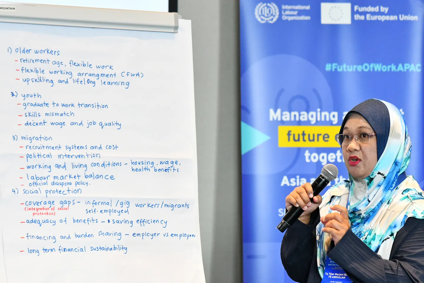 Muslim woman discussing the future of work