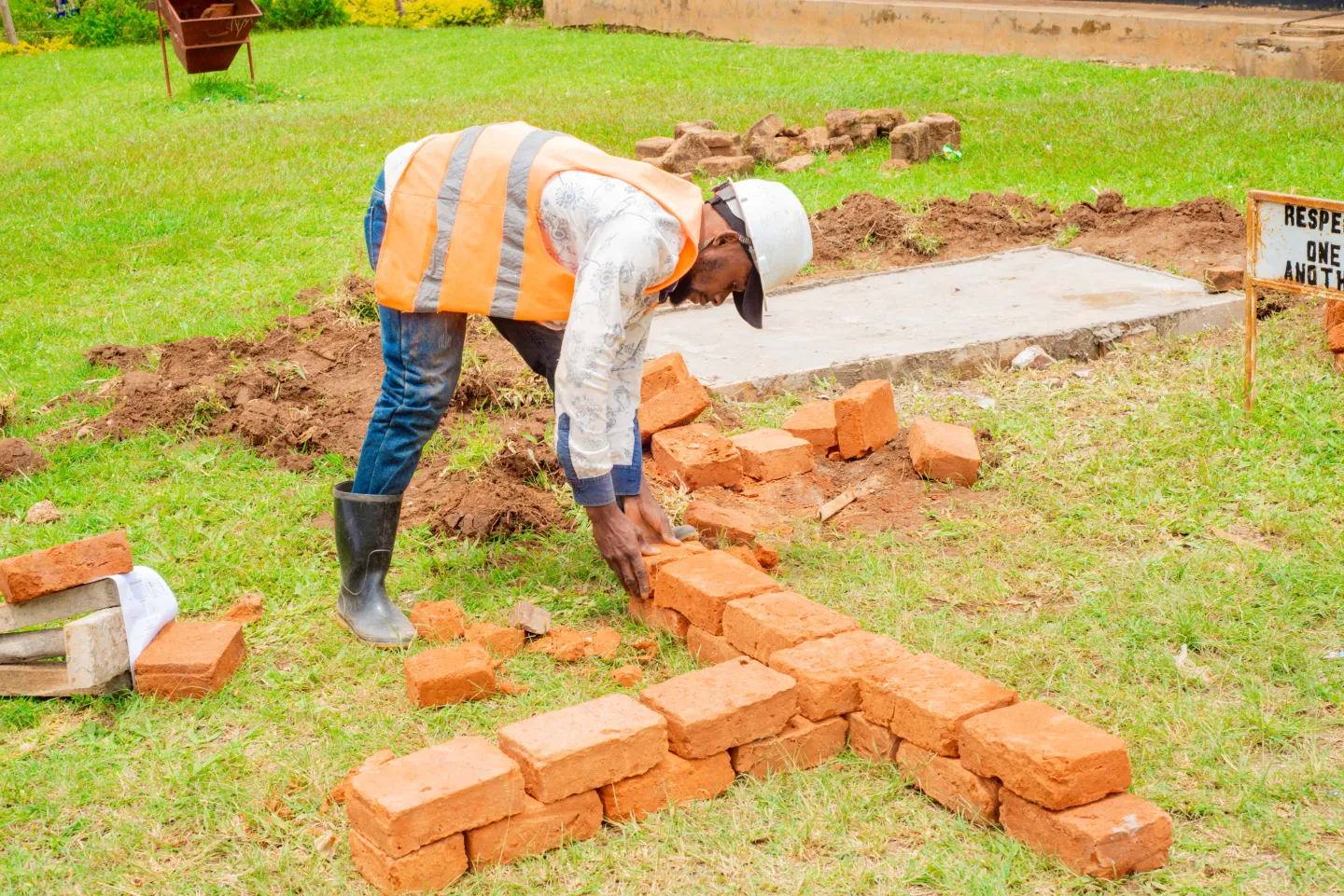 bricklayer working