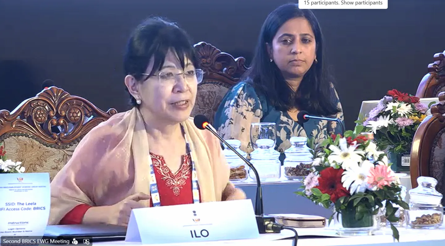 ILO representative speaking at a meeting
