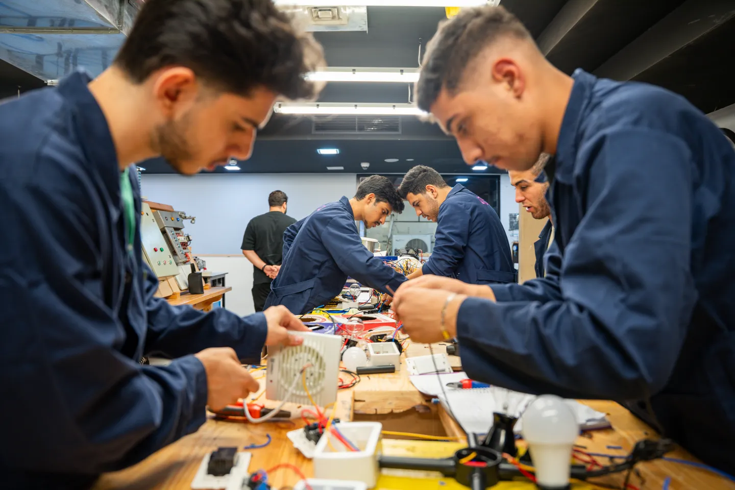 Electrical maintenance students train at a Luminus Technical University training centre in Amman, where participants gained practical skills aligned with labour market demand. Amman, Jordan, September 15, 2025. 