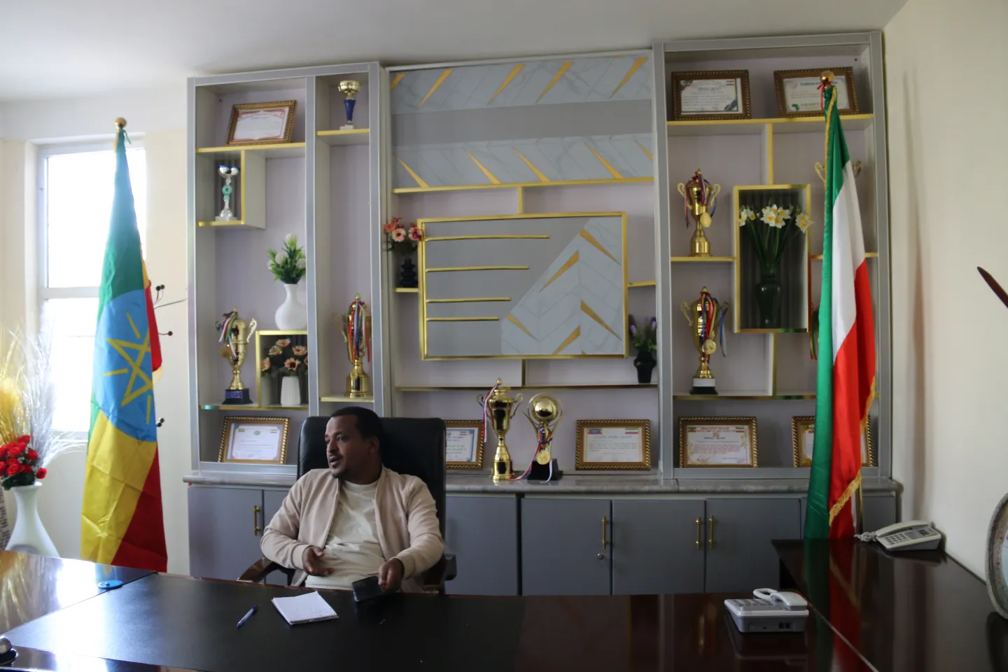 Mr Bulad seated in his office at Werabe Polytechnic College.