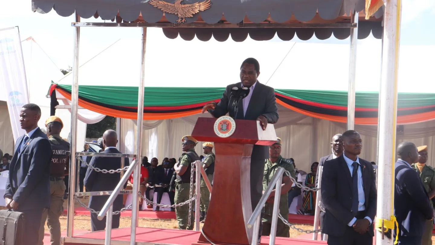 President Hakainde Hichilema officiates at the 2026 International Labour Day celebrations in Chinsali.