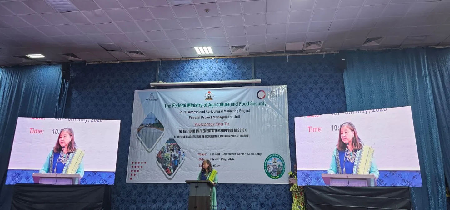 Speaker on the podium during RAAMP Implementation Support Mission