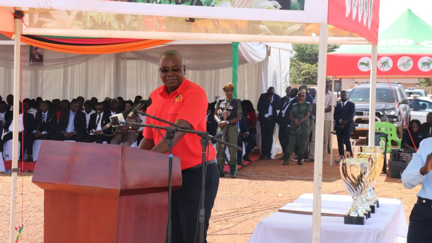 Zambia Congress of Trade Unions (ZCTU) President Blake Mulala speaks at the event in Chinsali.