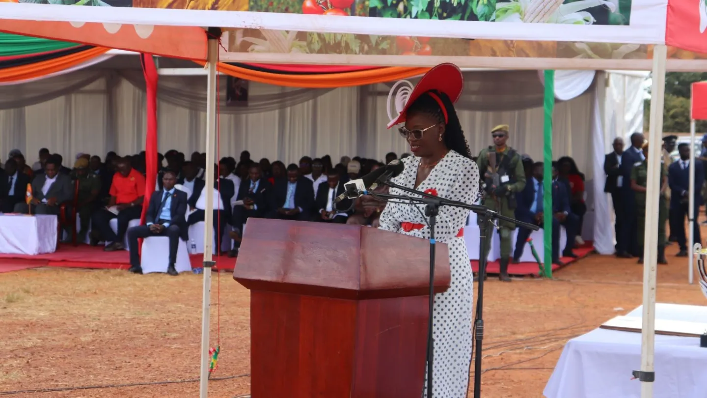 Zambia Federation of Employers (ZFE) President Myra Sakala-Ngoma speaks at the event in Chinsali.
