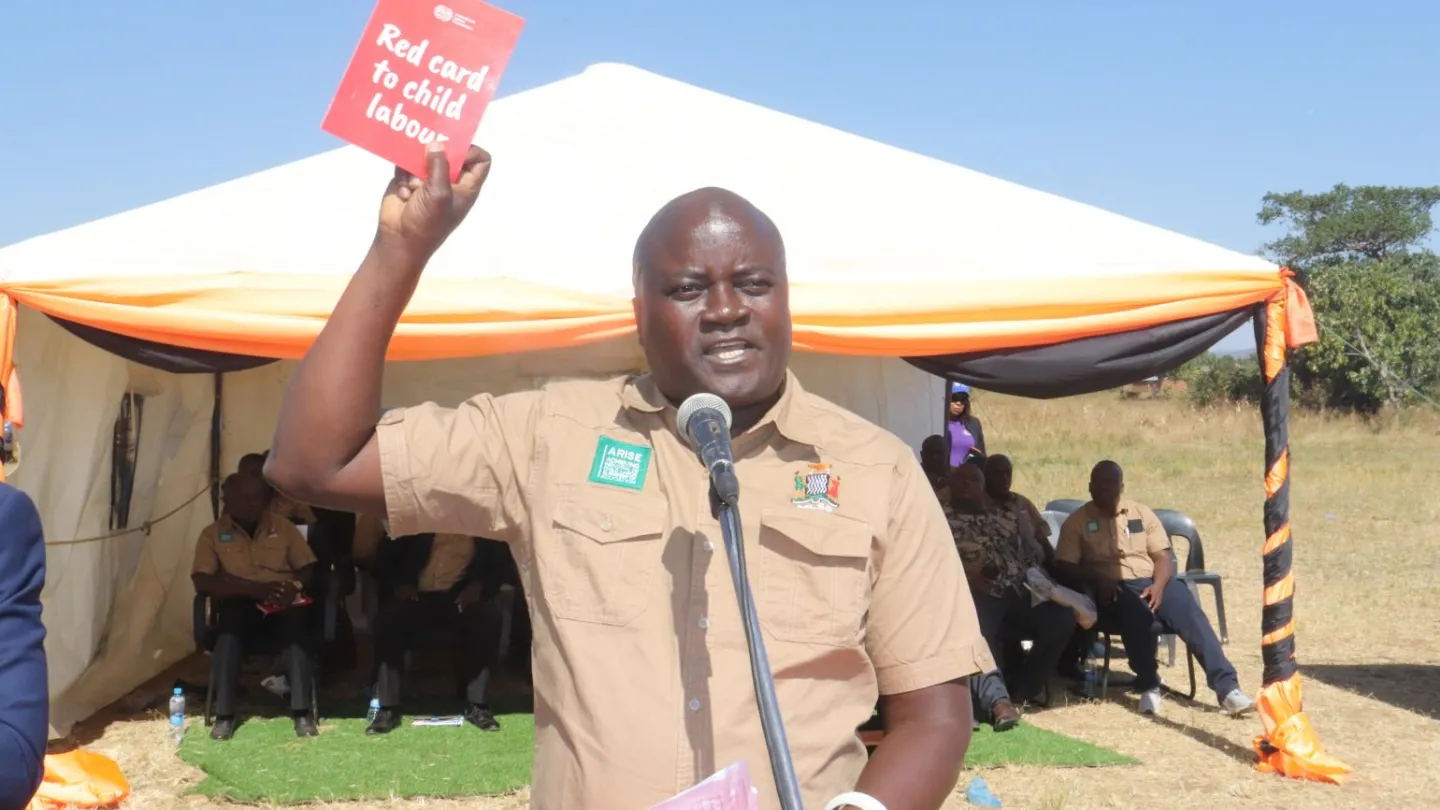 Chief Chanje of Chipangali District speaks at the event.