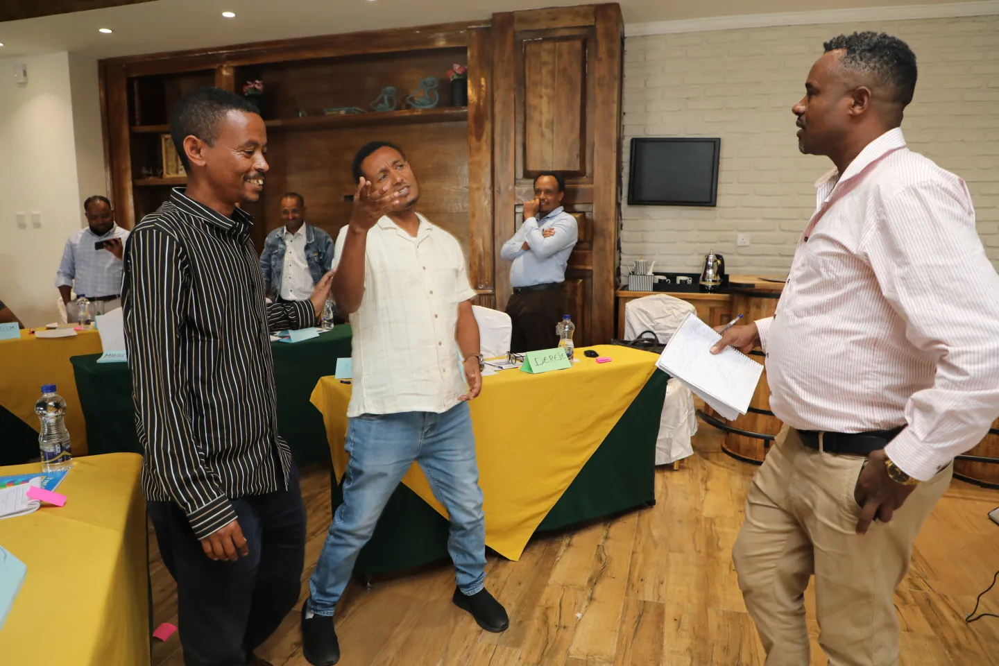 Trainees engaged in role plays