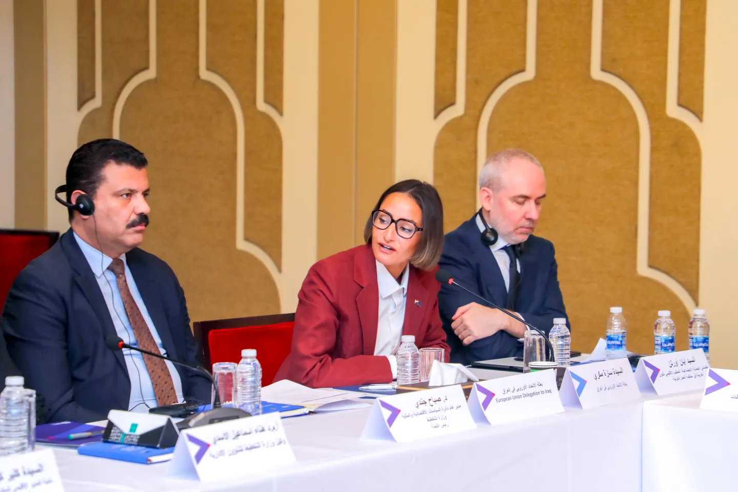 Lto R: Dr Sabah Jundi Mansour, Chair of the National Steering Committee for the Transition to the Formal Economy, Sarah Mokri, Cooperation Attaché of the Delegation of the European Union to Iraq & Ian Ortan. 2/9/2026