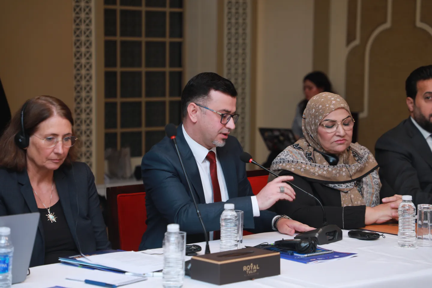 Khalid Amjad Al-Saegh, Deputy Minister of Labour and Social Affairs and Deputy Chair of the Social Dialogue Forum, delivers his remarks during the dialogue session on labour legislation. Baghdad, Iraq, 3 September 2026. 