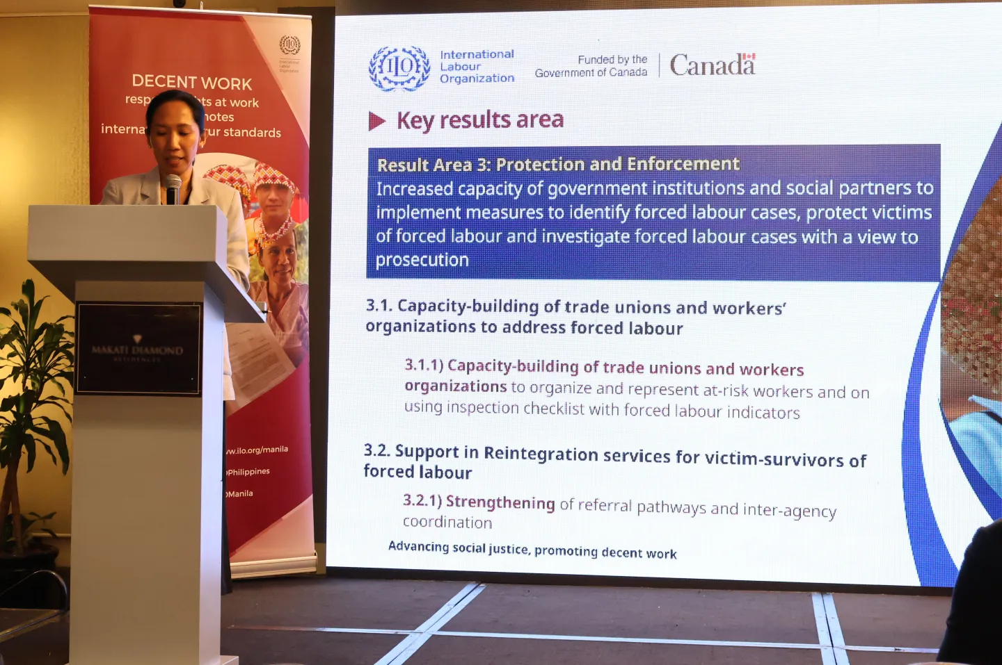 ILO project official presents the key results areas