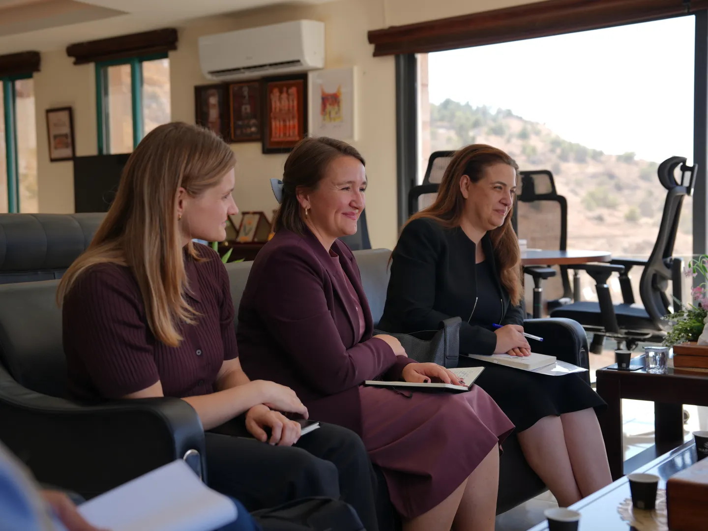 Hedda Gudim, Secretary at the Royal Norwegian Embassy in Amman; Birgitte Wessel, Head of Cooperation at the Royal Norwegian Embassy in Jordan; and Amal Mowafy, ILO Country Coordinator in Jordan, during the mission to Petra, Jordan. 23 September 2026