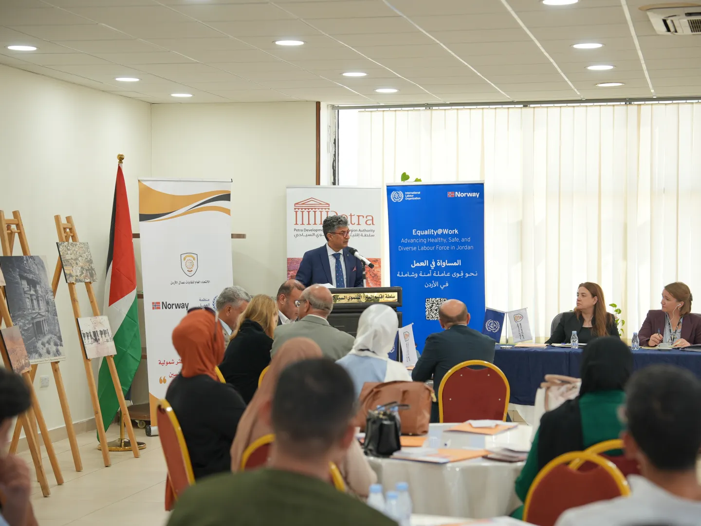 Adnan Al-Sawaeer, Chief Commissioner of the Petra Development and Tourism Region Authority, during his remarks at the training workshop in Petra, Jordan. 24 September 2026