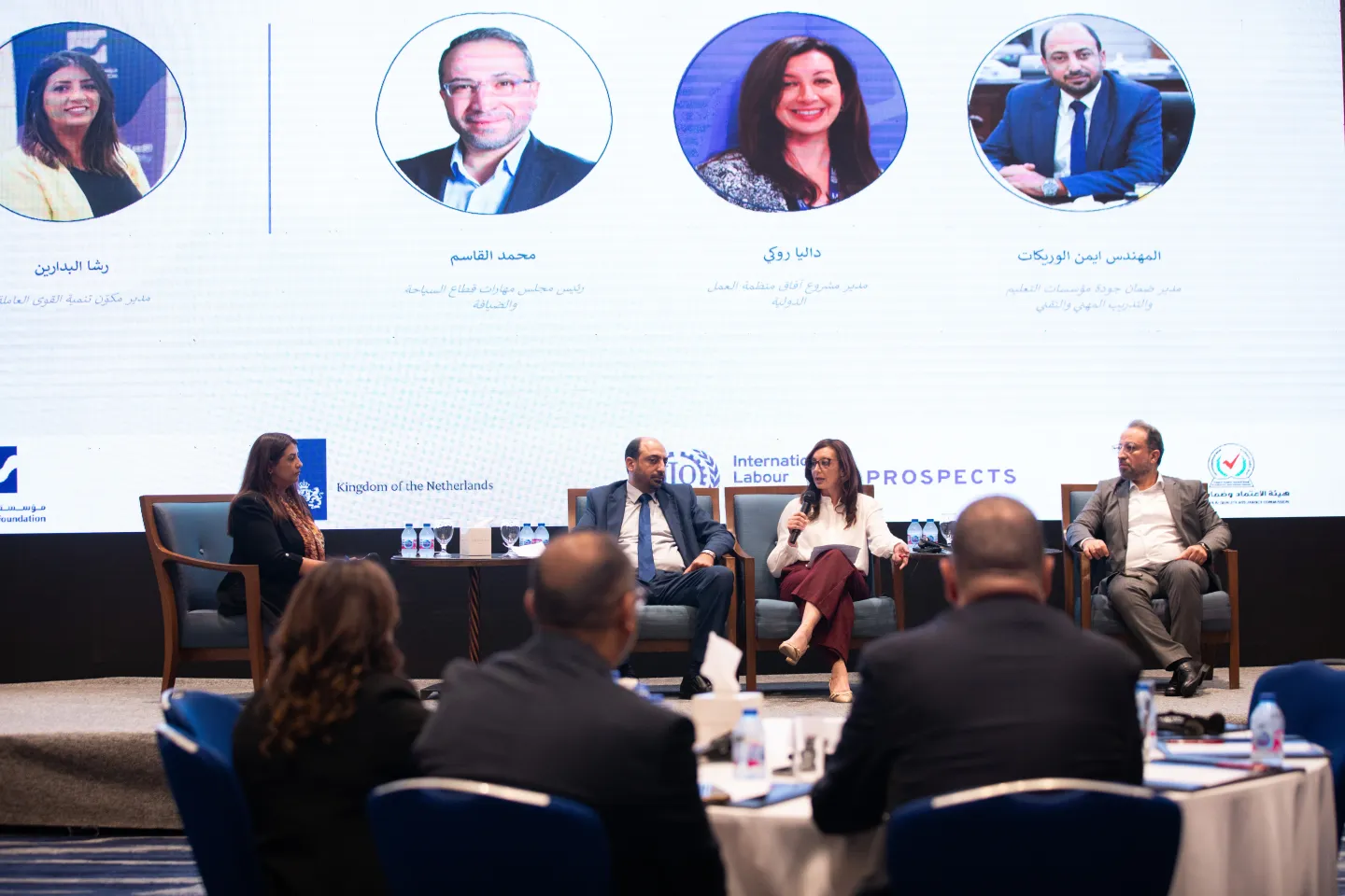 panel members speaking at the event in jordan