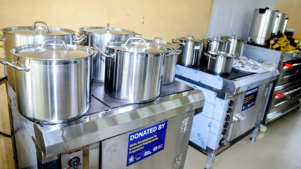 Some of the modern hospitality training equipment handed over to the Livingstone Institute of Business and Engineering Studies (LIBES).