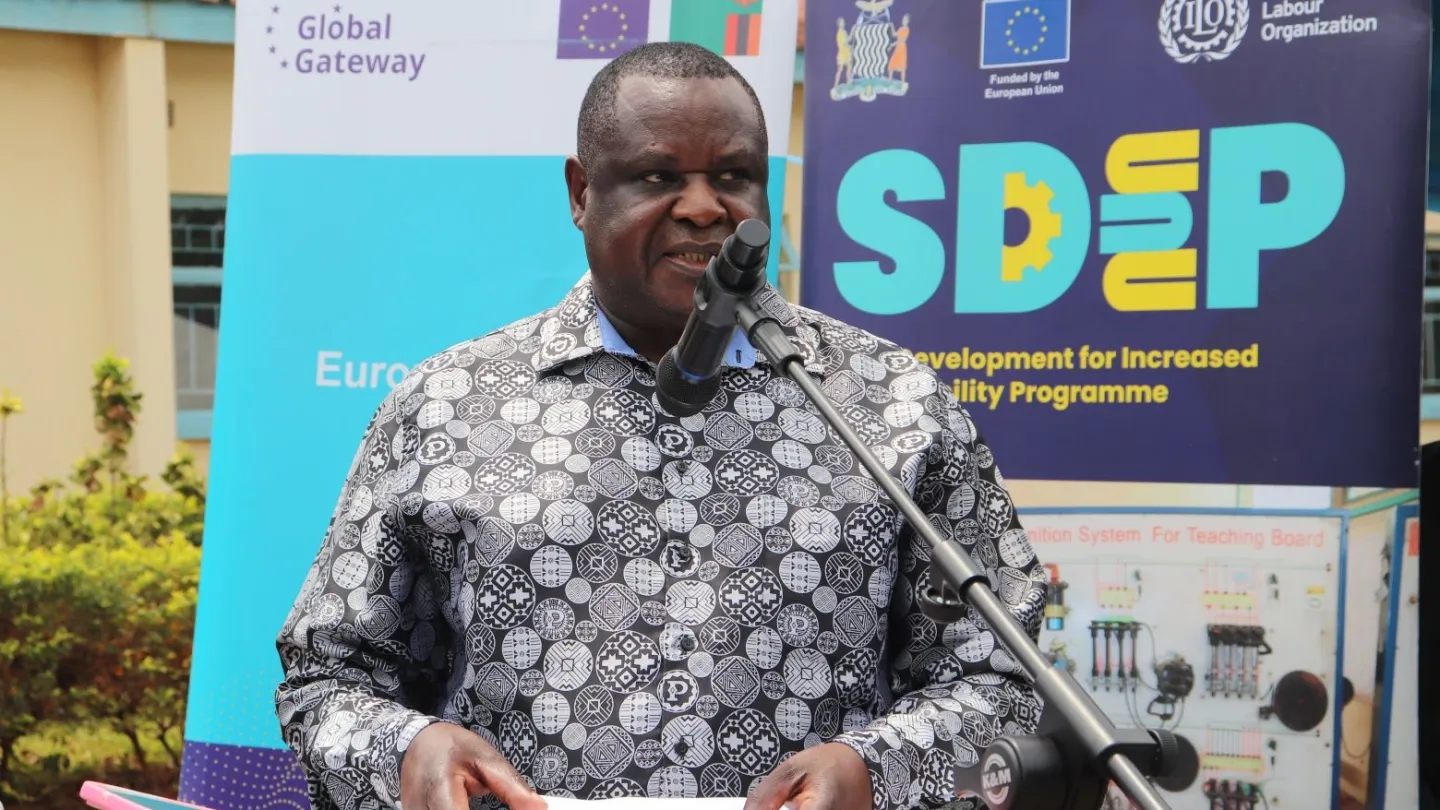 ILO Country Office Director for Zambia and Malawi, Mr. Wellington Chibebe speaks at the event.