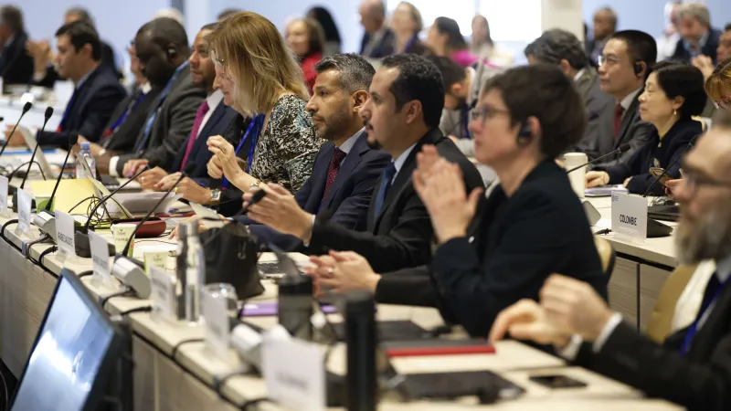 Members gather for the opening session of the 347th Session of the ILO Governing Body