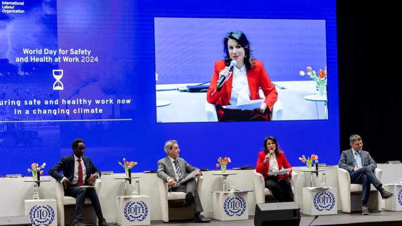 Photo of the stage during the World Day for Safety and Health at Work 2024. 