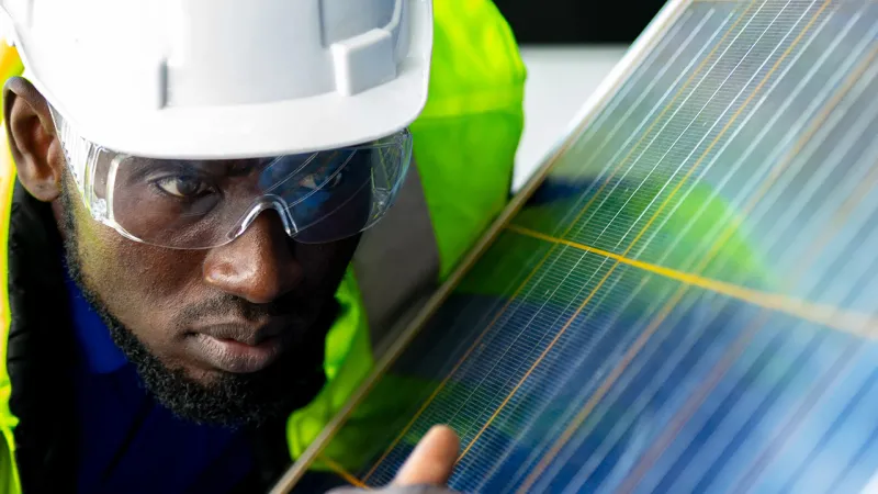 A maintenance engineer, Solar energy systems engineer perform analysis solar panels