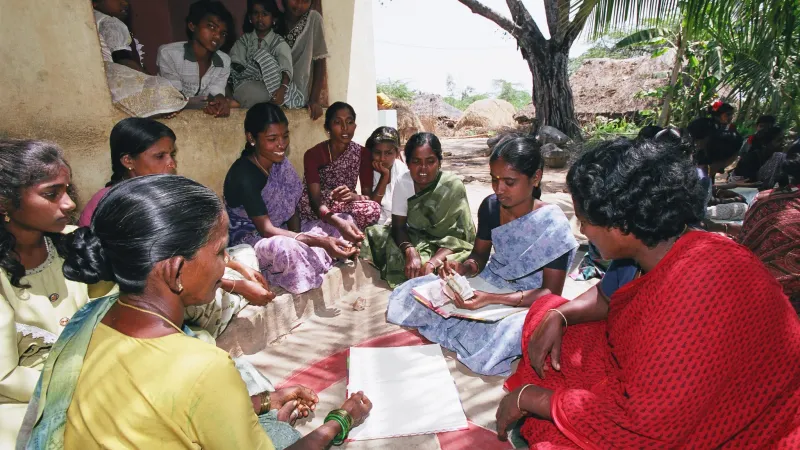 Rural cooperative supported by the ILO gathering women from the village of Kesavarayanpettai