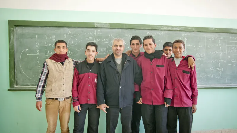 Students learn vocational skills at a training center north of Amman, Jordan
