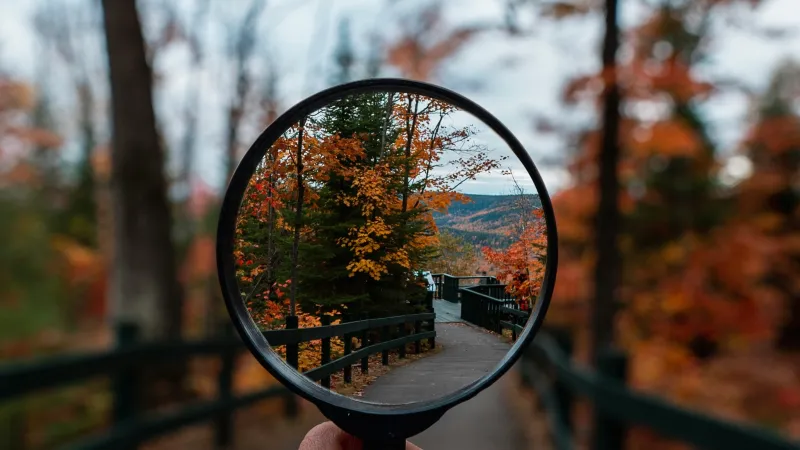 hand holding a magnifying glass allowing clearer view