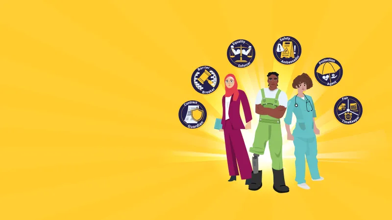3 characters illustrating human diversity 
